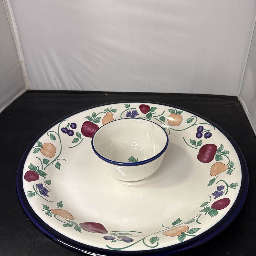 NIB RETIRED ORCHARD MEDLEY CHIP AND DIP PLATTER AND BOWL